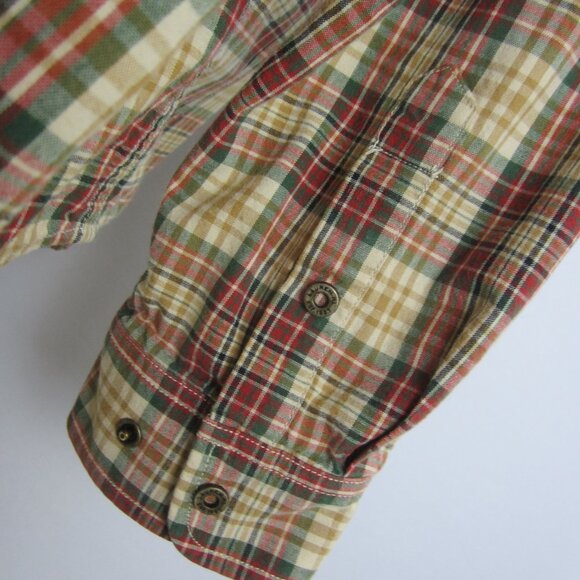 Ralph Lauren Women Plus 1X Beige Red Green Plaid Cotton Field Shirt Pockets Snap - Picture 11 of 13